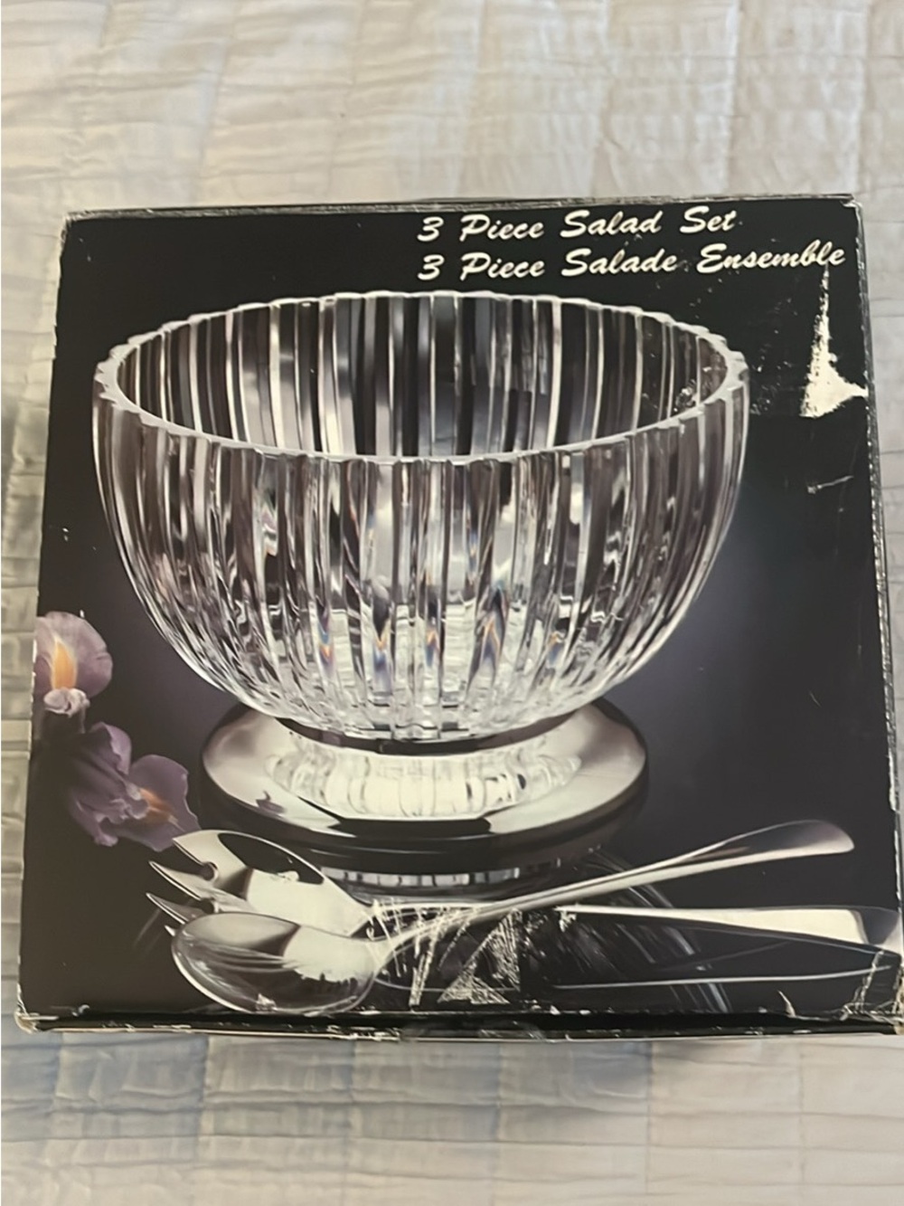 Crystal-Style Clear Glass 3-Piece Salad Bowl Set